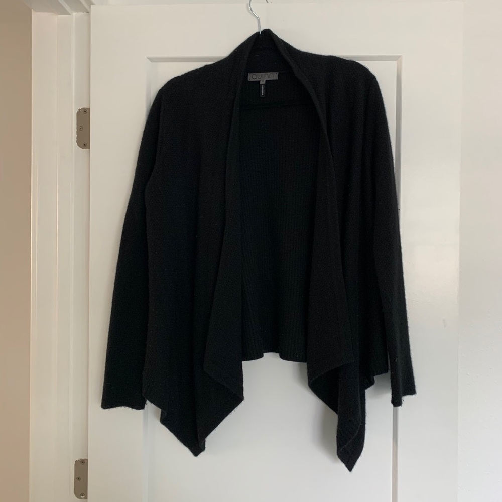 Quinn Cardigan in 100% cashmere with leather trim